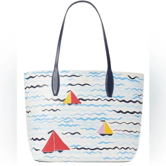 Kate Spade NWT Novelty 2FER Set Sail Large Tote & Detachable Wristlet.